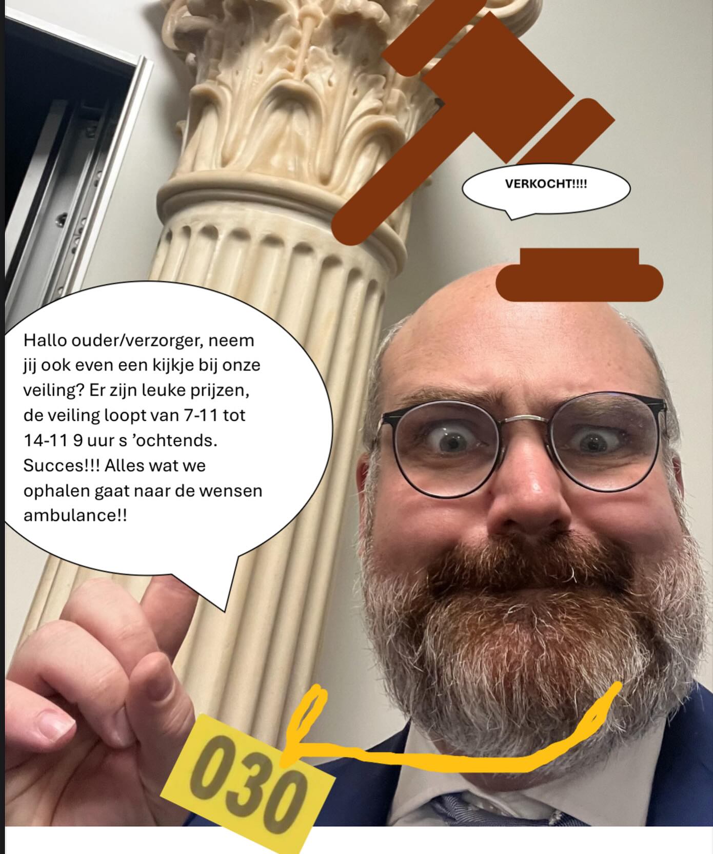 De Kennemer veiling
Online lustrumveiling
Doe mee aan onze online lustrumveiling!
Van maandag 10 november tot en met vrijdag 14 november 2025 09.00 uur kun je bieden op unieke items, beschikbaar gesteld door leerlingen, ouders, medewerkers en lokale winkeliers.
๐งก De volledige opbrengst gaat naar de Wensenambulance
๐ Alle veilingitems vind je in het meegestuurde PDF-bestand - In deze forms staat alleen het bijbehorende nummer, de naam en de mogelijkheid om te bieden.
๐ Mysterieprijzen! Naast de reguliere veilingitems kun je ook loten kopen voor onze mysterieprijzen โ verrassingen verzameld door leerlingen bij lokale winkeliers.
๐ณ Betaling Na afloop van de veiling ontvang je een betaalverzoek per e-mail. Alleen degene die iets gewonnen hebben krijgen een mail op vrijdag 14 november